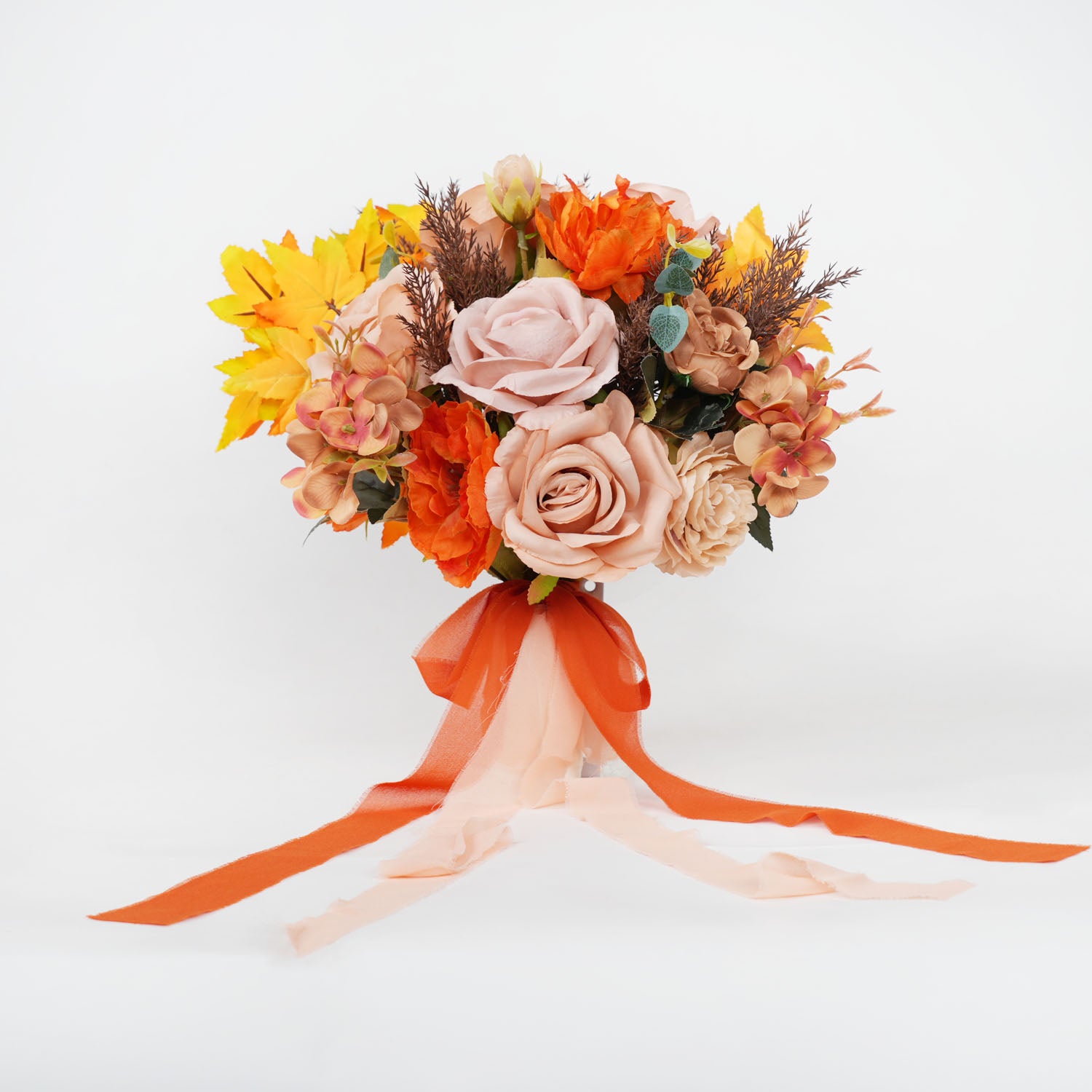 Coffee and Orange wedding flowers bridal bouquets 9 picture